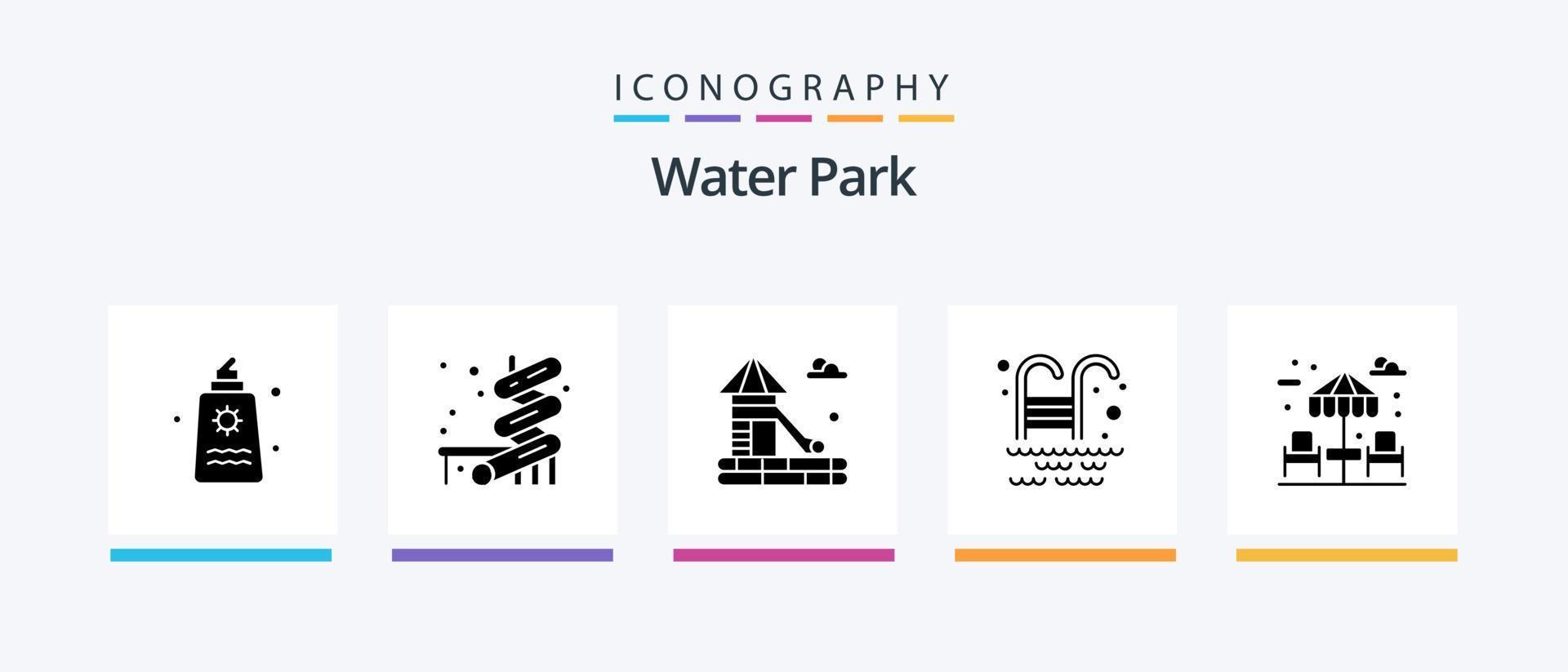 Wasserpark Glyphe 5 Icon Pack inklusive . Schwimmbad. Wasser. kreatives Symboldesign vektor