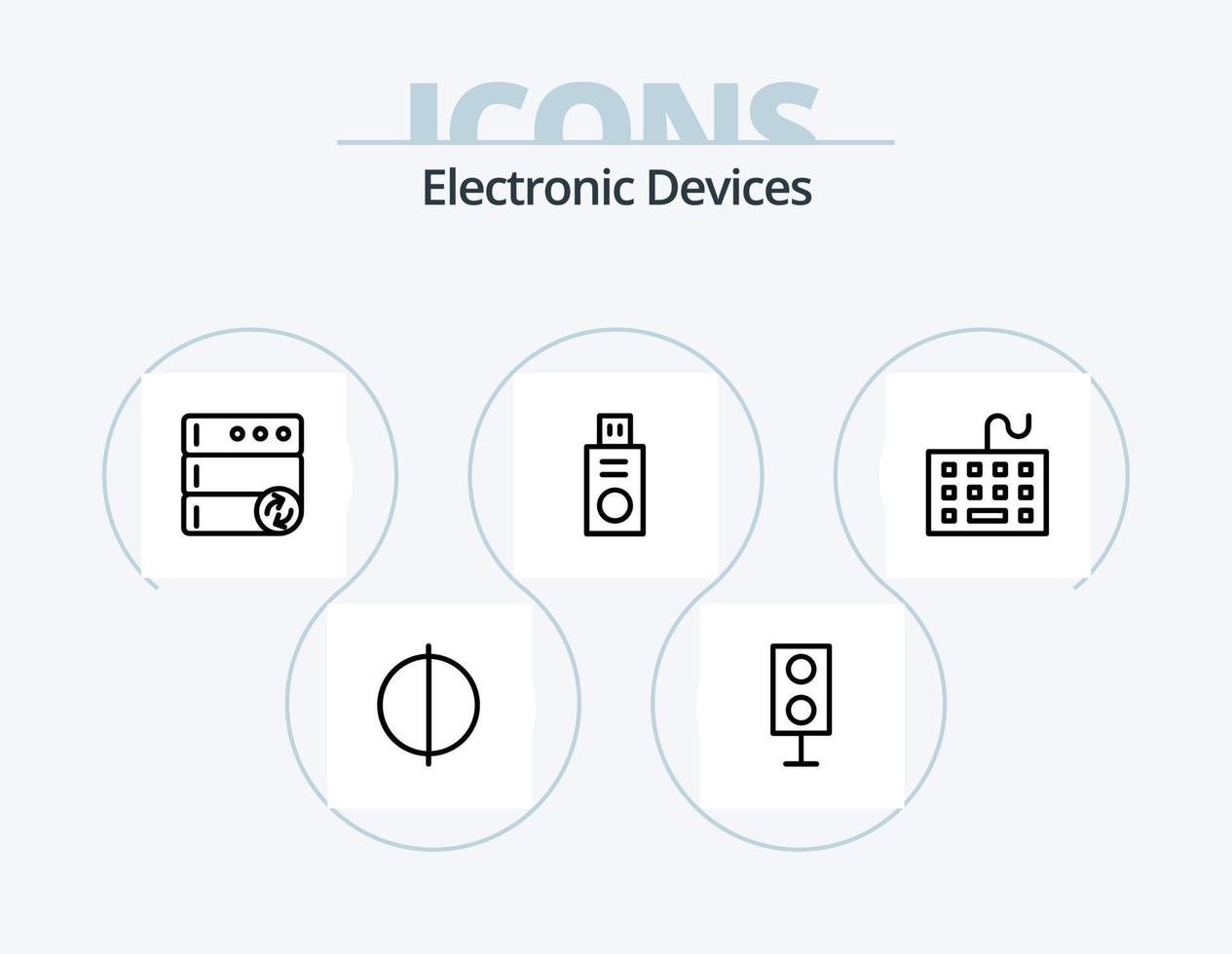 Geräte-Line-Icon-Pack 5 Icon-Design. Tablette. Gerät. Elektronik. Zentralprozessor. Chip vektor