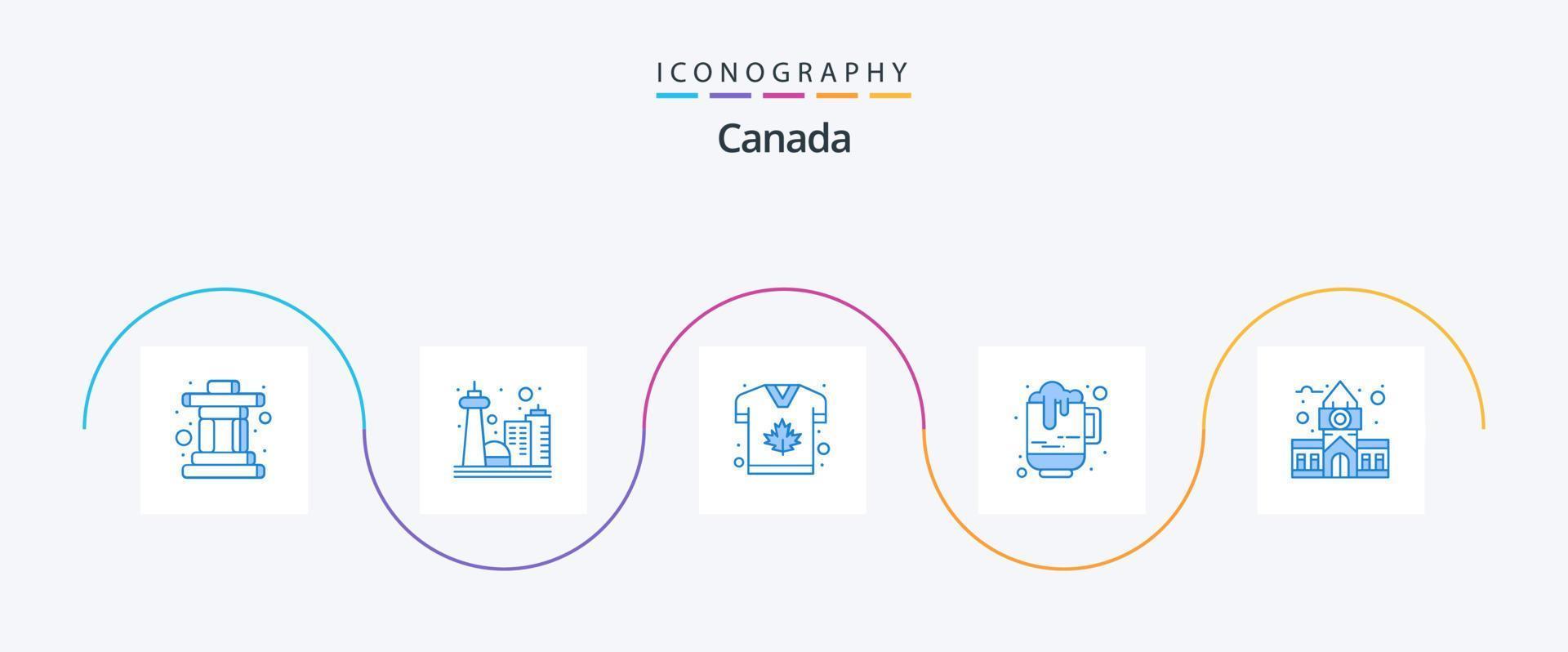 kanada blå 5 ikon packa Inklusive Kanada. kopp. höst. Kanada. öl vektor