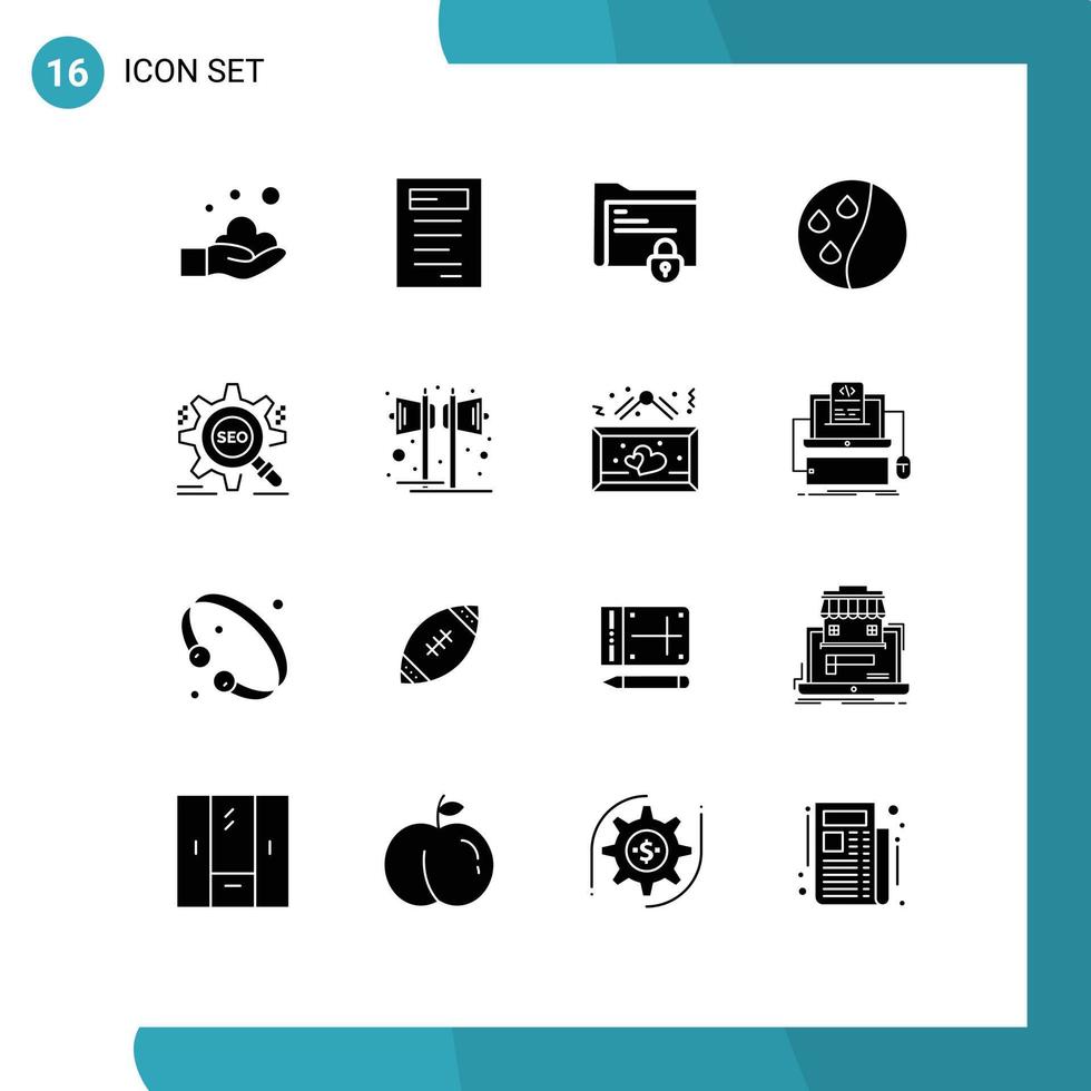satz von 16 modernen ui-symbolen symbole zeichen für zielsuchordner haarbehandlung haarkonditionierung editierbare vektordesignelemente vektor