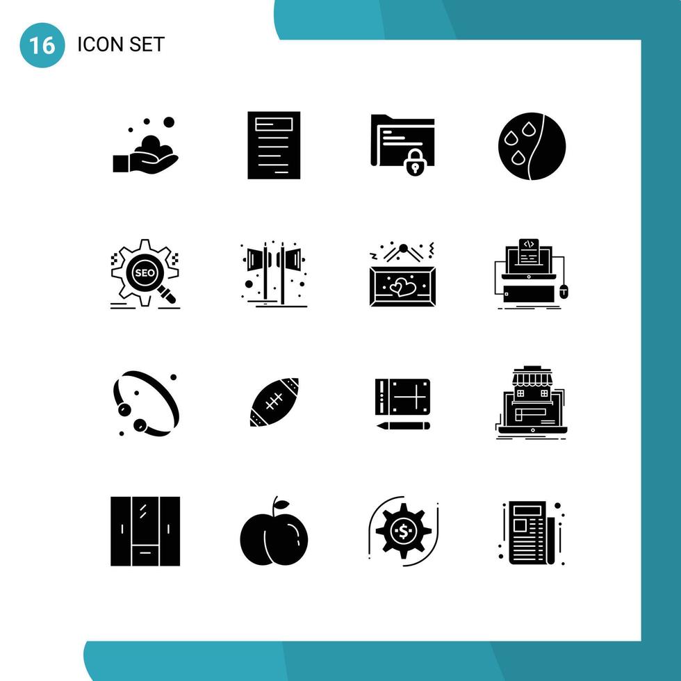 uppsättning av 16 modern ui ikoner symboler tecken för mål Sök mapp hår behandling hår konditionering redigerbar vektor design element
