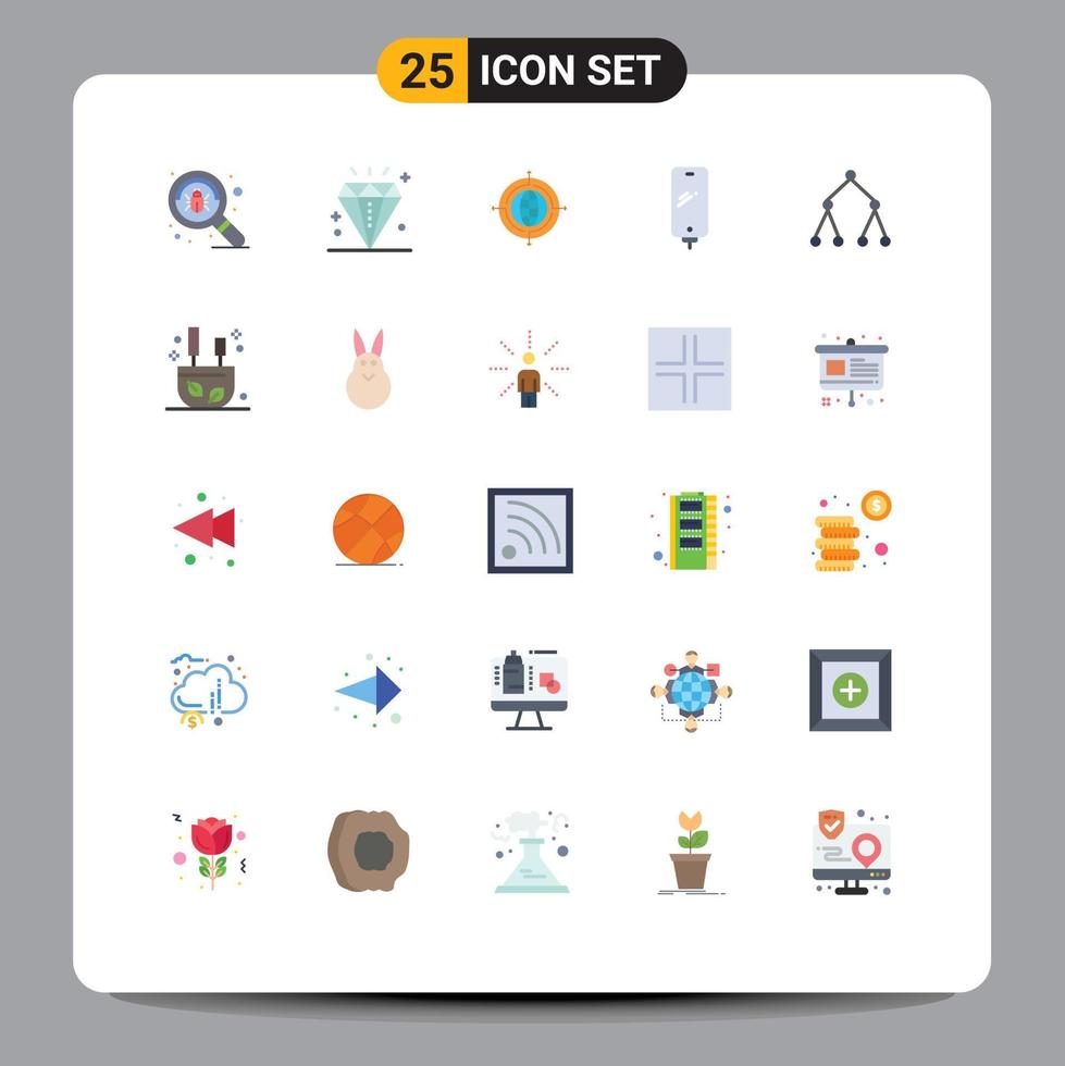 Aktienvektor-Icon-Pack mit 25 Zeilenzeichen und Symbolen für das Aufladen von Globus-Handys mit Links bearbeitbare Vektordesign-Elemente vektor