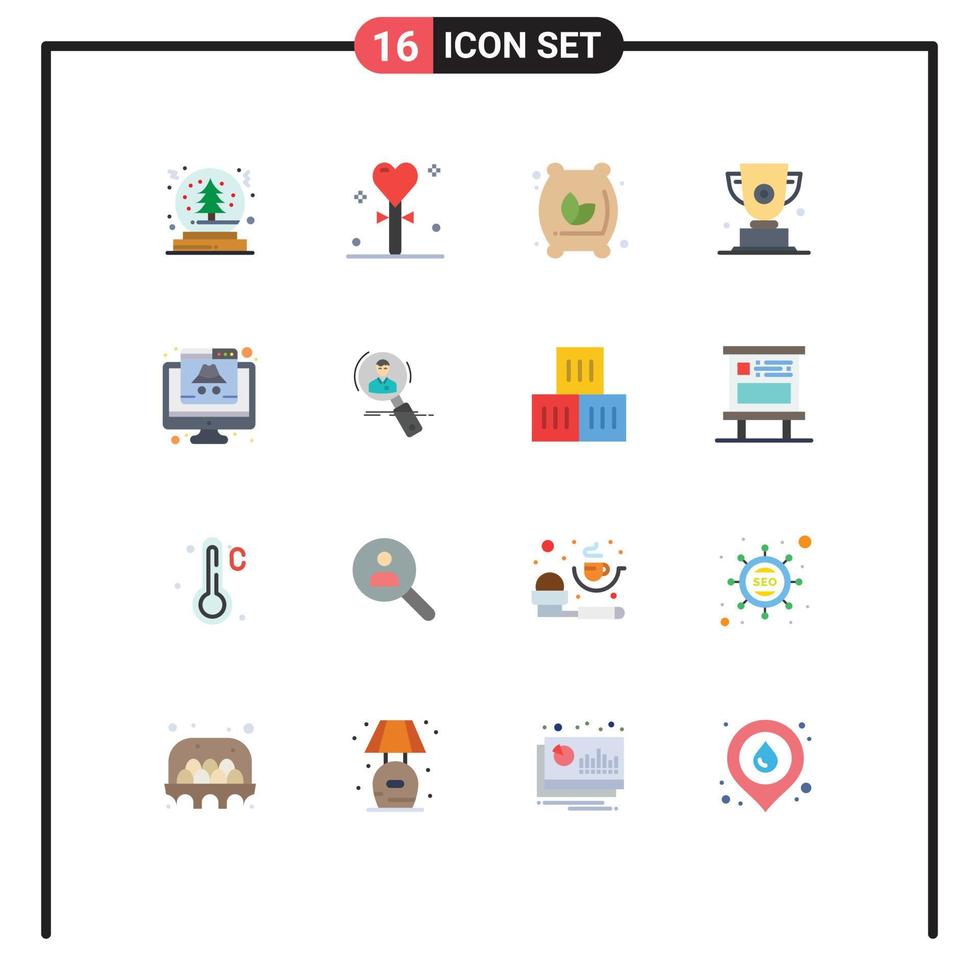 Stock Vector Icon Pack mit 16 Zeilen Zeichen und Symbolen für Weihnachtsmehl Baum Herz Mehlsack editierbare Packung kreativer Vektordesign-Elemente