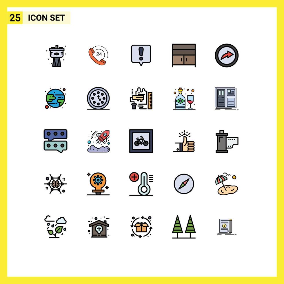 uppsättning av 25 modern ui ikoner symboler tecken för dela med sig exportera chatt fel interiör skåp redigerbar vektor design element