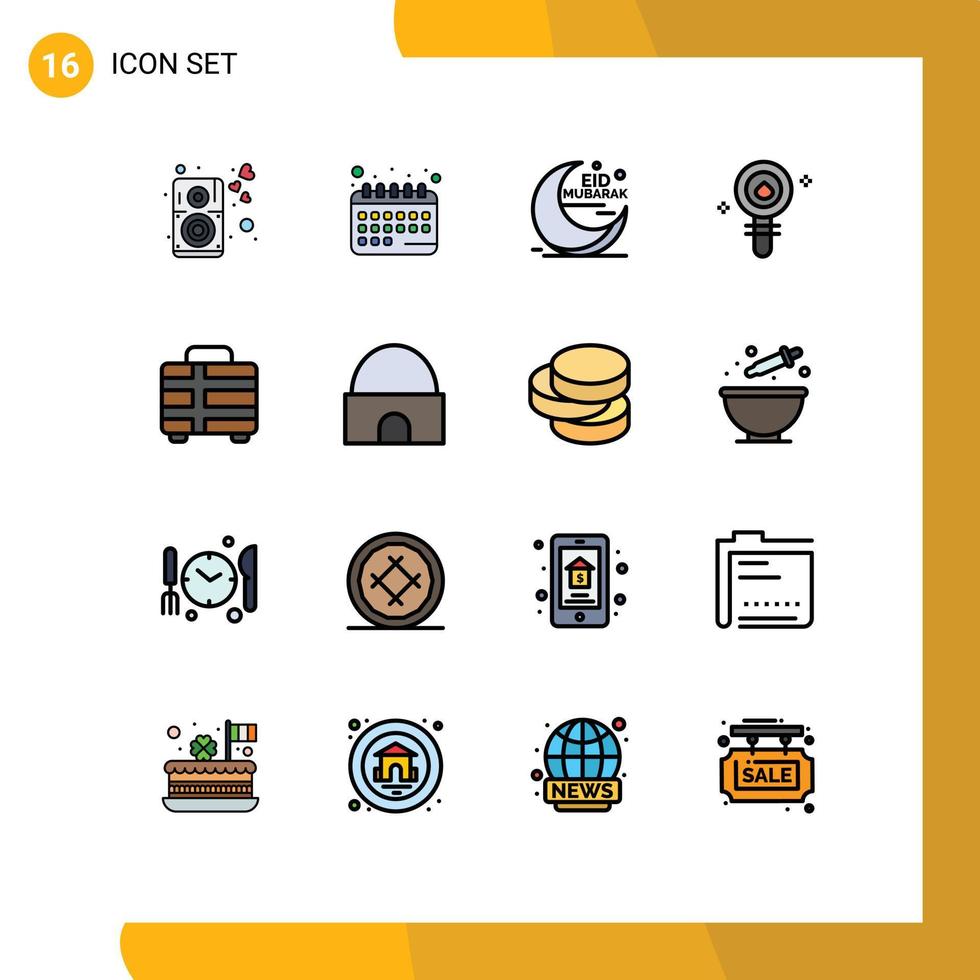 uppsättning av 16 modern ui ikoner symboler tecken för laboratorium cell eid biologi muslim redigerbar kreativ vektor design element