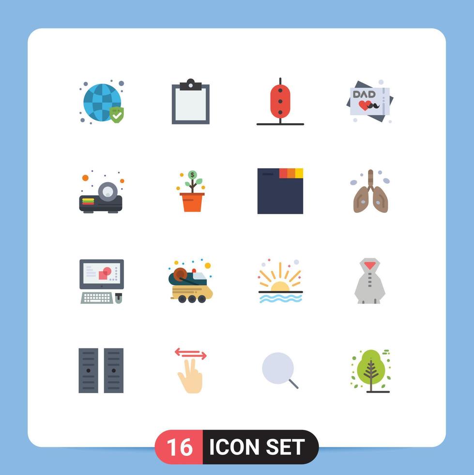 piktogram uppsättning av 16 enkel platt färger av klot ärtor verified uppgift fäder dag hälsning kort redigerbar packa av kreativ vektor design element