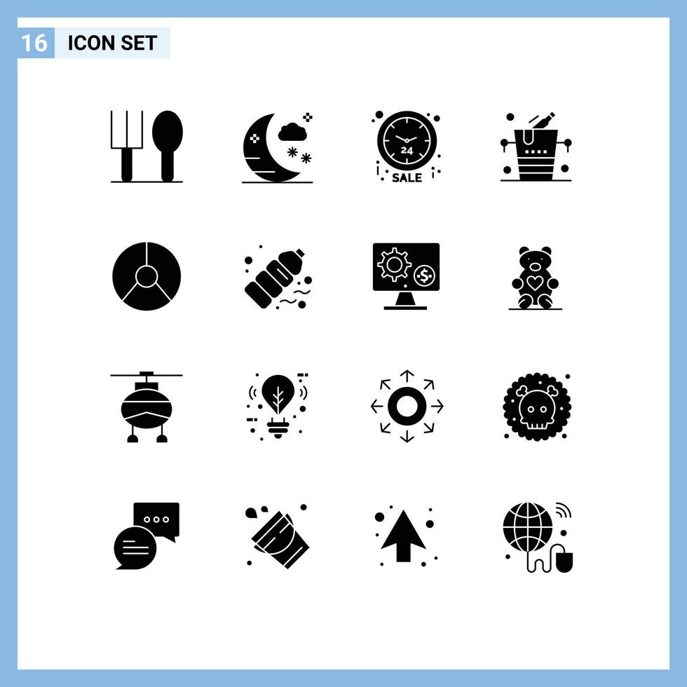 användare gränssnitt packa av 16 grundläggande fast glyfer av grafiska Diagram rabatt företag is redigerbar vektor design element
