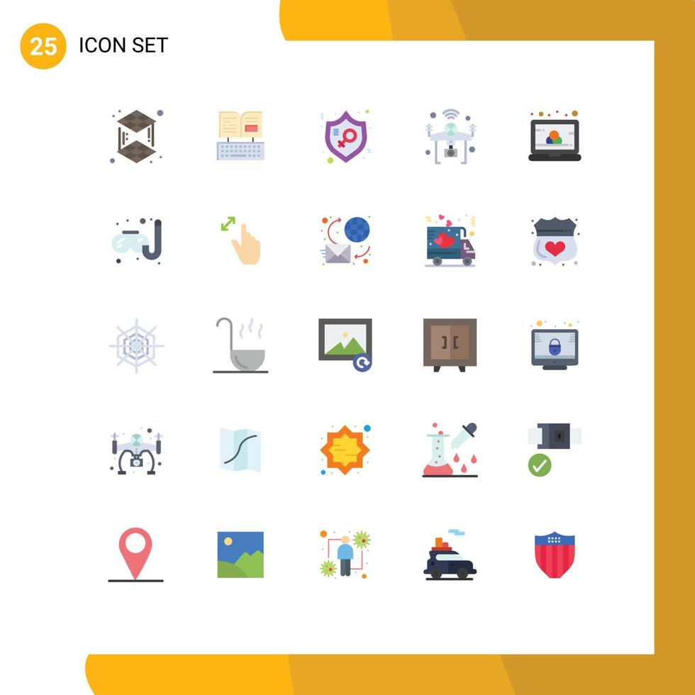 uppsättning av 25 kommersiell platt färger packa för Färg saker rättvisa iot Drönare redigerbar vektor design element