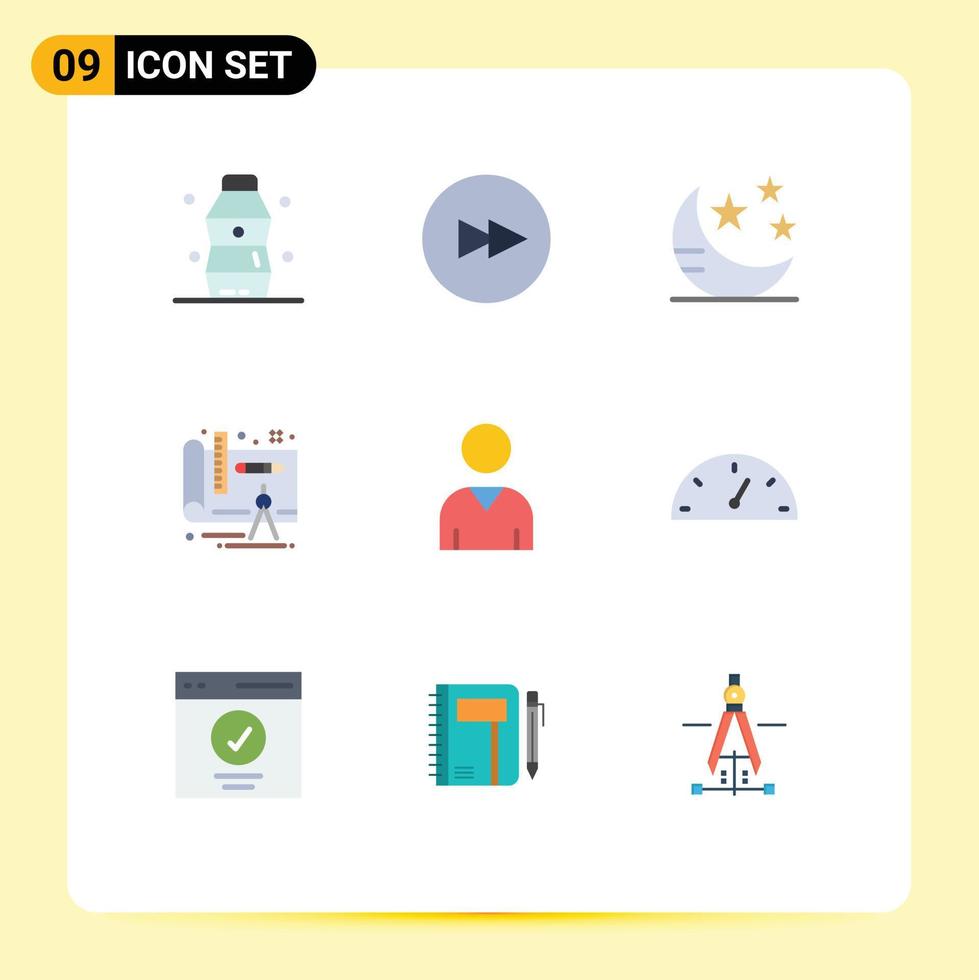 9 universell platt färger uppsättning för webb och mobil tillämpningar instrumentbräda gränssnitt natt avatar design redigerbar vektor design element