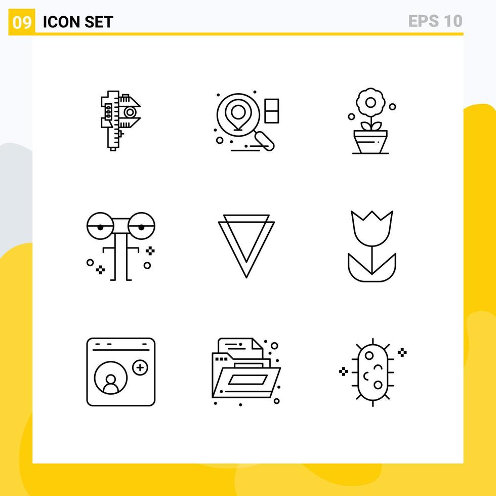 satz von 9 modernen ui-symbolen symbolzeichen für münzen beängstigende pflanzenmonsteräugige editierbare vektordesignelemente vektor