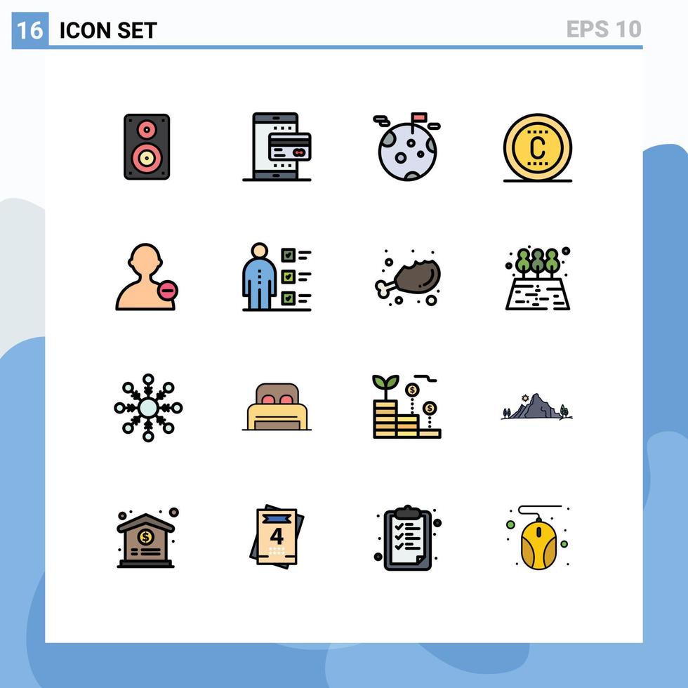 platt Färg fylld linje packa av 16 universell symboler av varumärke skydd betalning upphovsrätt jätte redigerbar kreativ vektor design element