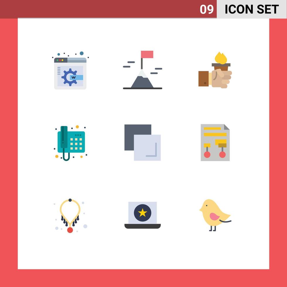 grupp av 9 platt färger tecken och symboler för Graf duplicera ledarskap kopia telefon redigerbar vektor design element