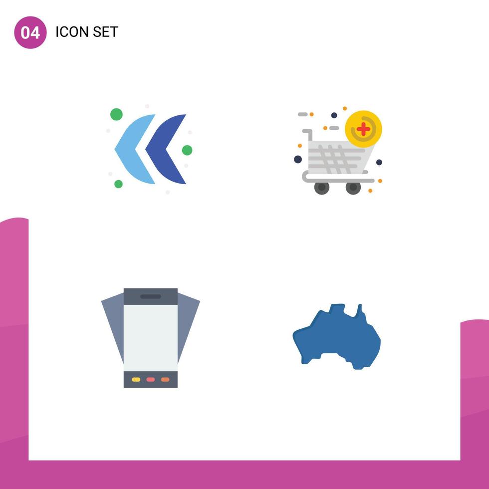 mobil gränssnitt platt ikon uppsättning av 4 piktogram av pil smartphone svart fredag enhet australier redigerbar vektor design element