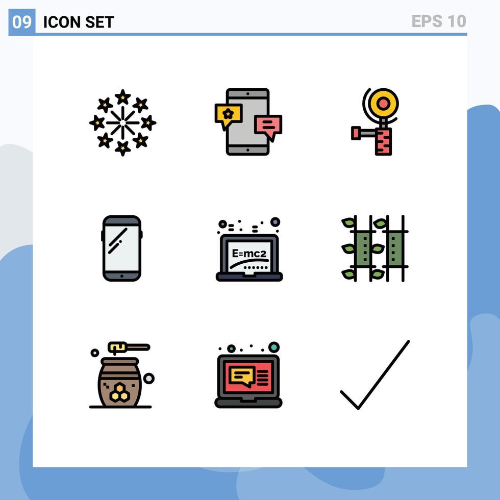 grupp av 9 modern fylld linje platt färger uppsättning för inlärning huawei befordran mobil telefon redigerbar vektor design element