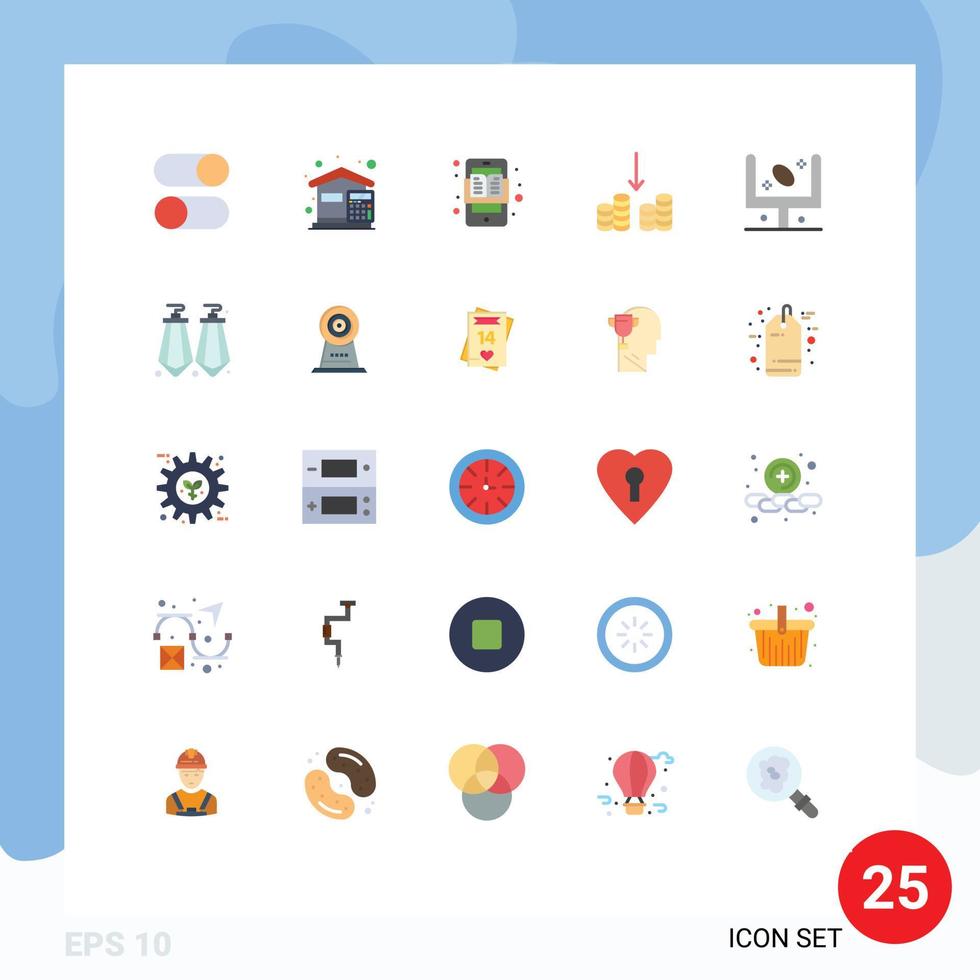 25 universell platt Färg tecken symboler av pengar kontanter kostnader inlärning inlärning appar redigerbar vektor design element