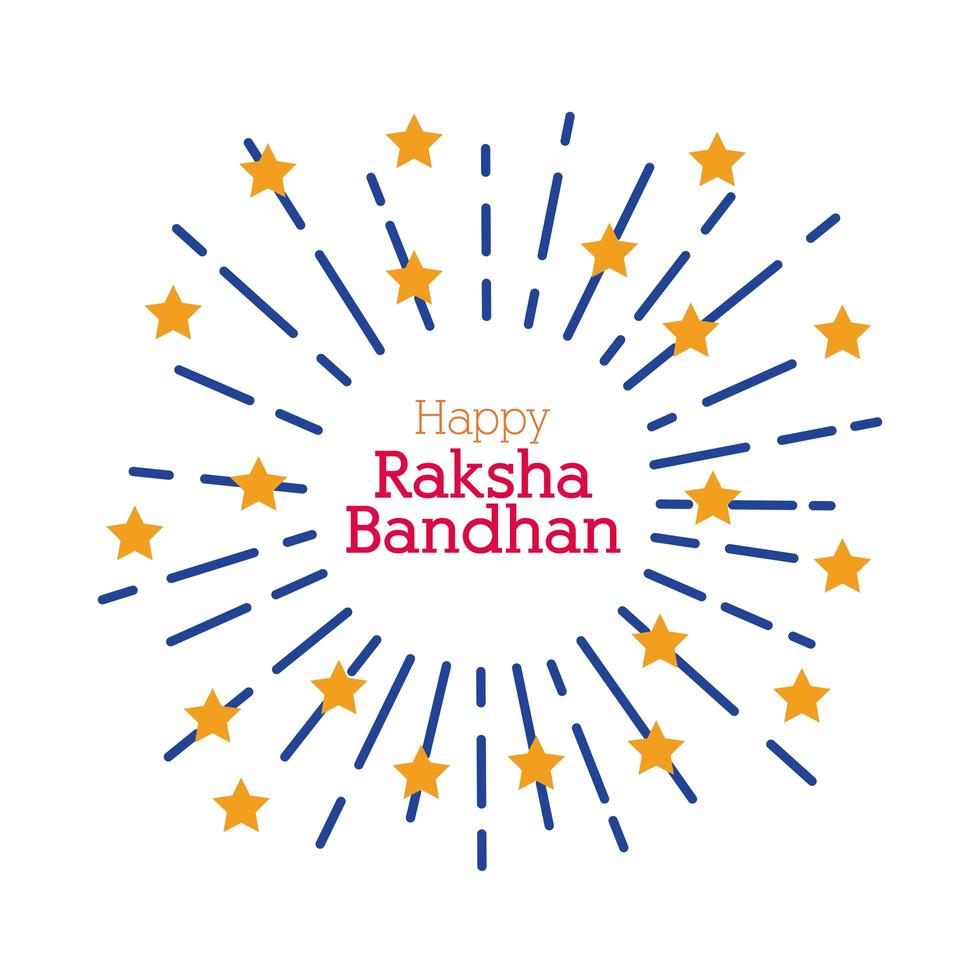 glad raksha bandhan fyrverkerier stänk med stjärnor platt stil vektor