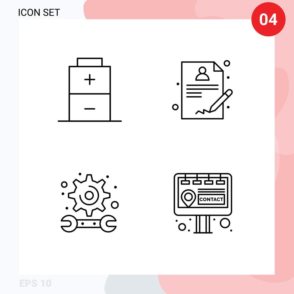 modern uppsättning av 4 fylld linje platt färger och symboler sådan som batteri studie medicinsk akademi Kontakt redigerbar vektor design element