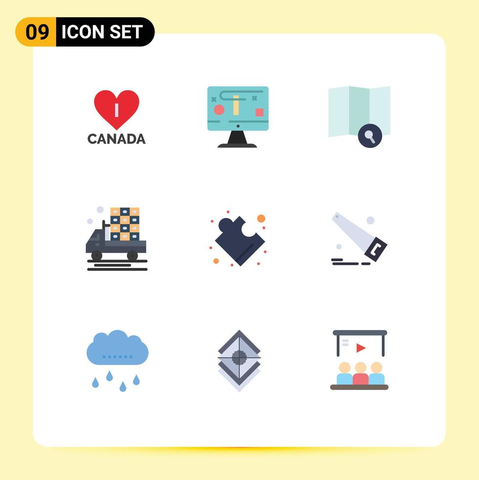9 universell platt färger uppsättning för webb och mobil tillämpningar fick syn på pussel Karta komplex jordbruk redigerbar vektor design element