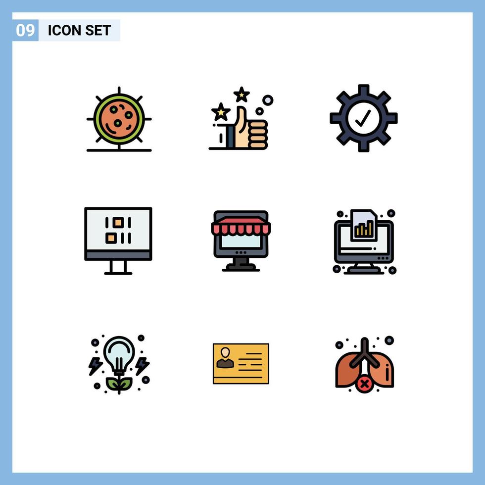 uppsättning av 9 modern ui ikoner symboler tecken för Lagra affär skydd e-handel data redigerbar vektor design element