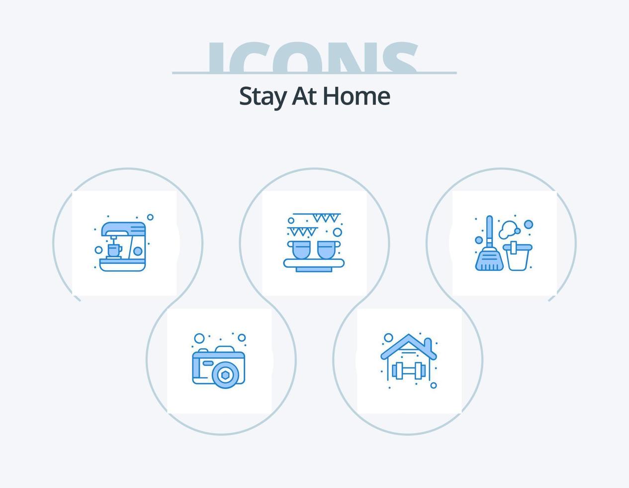 bleib zu hause blau icon pack 5 icon design. Süss. Nachtisch. selbst. brechen. Maschine vektor