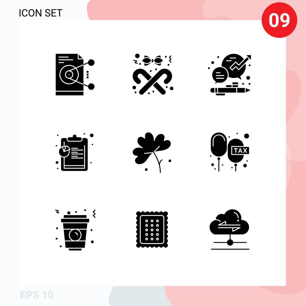 Stock Vector Icon Pack mit 9 Zeilenzeichen und Symbolen für die Datenanalyse Weihnachtsbüro Wachstum editierbare Vektordesign-Elemente