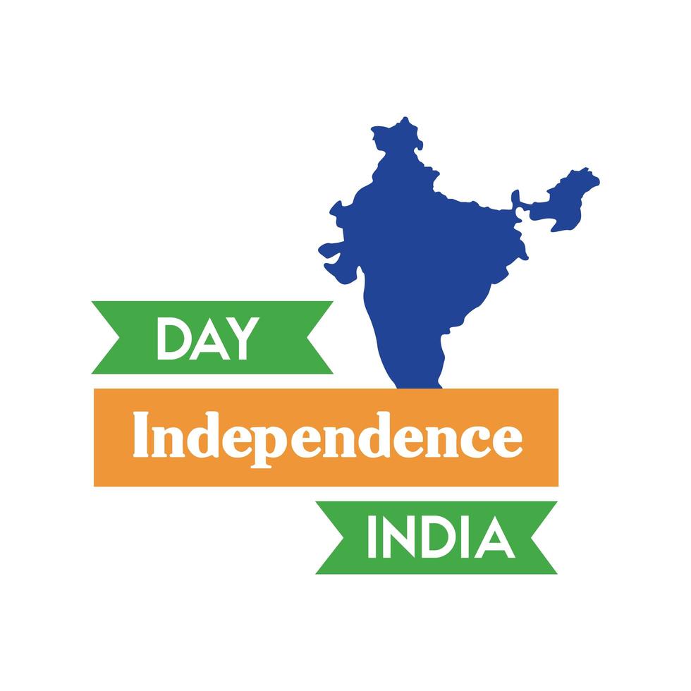 Indien självständighetsdagen firande med karta platt stil vektor