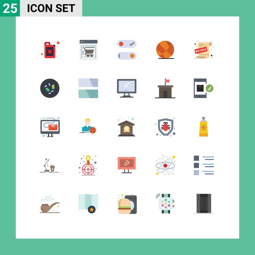 mobile schnittstelle flacher farbsatz von 25 piktogrammen von biologie verkaufsförderung toggle verkaufswerbung großer verkauf editierbare vektordesignelemente vektor