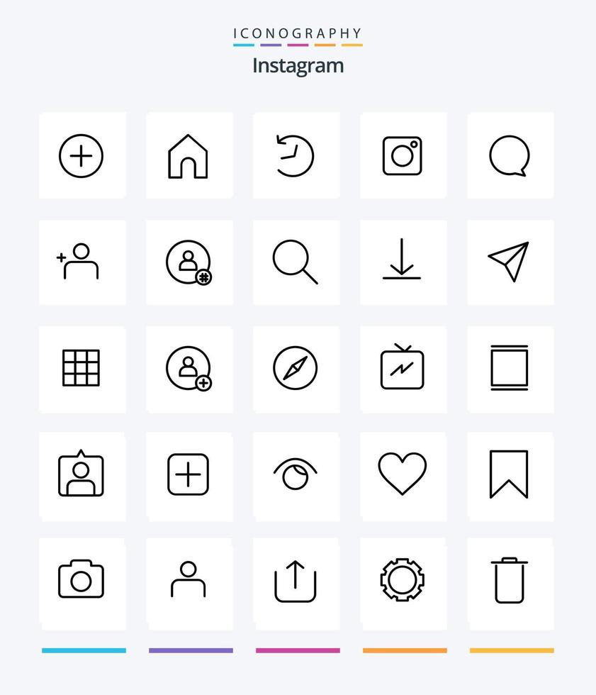 Creative Instagram 25 Gliederungssymbolpaket wie Instagram. Schnittstelle. Aktualisierung. instagram. Sozial vektor
