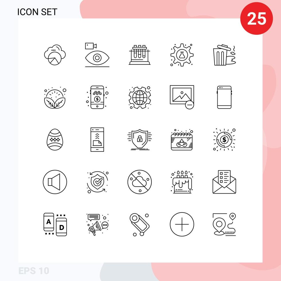 universell ikon symboler grupp av 25 modern rader av rör labb media redskap vetenskap redigerbar vektor design element