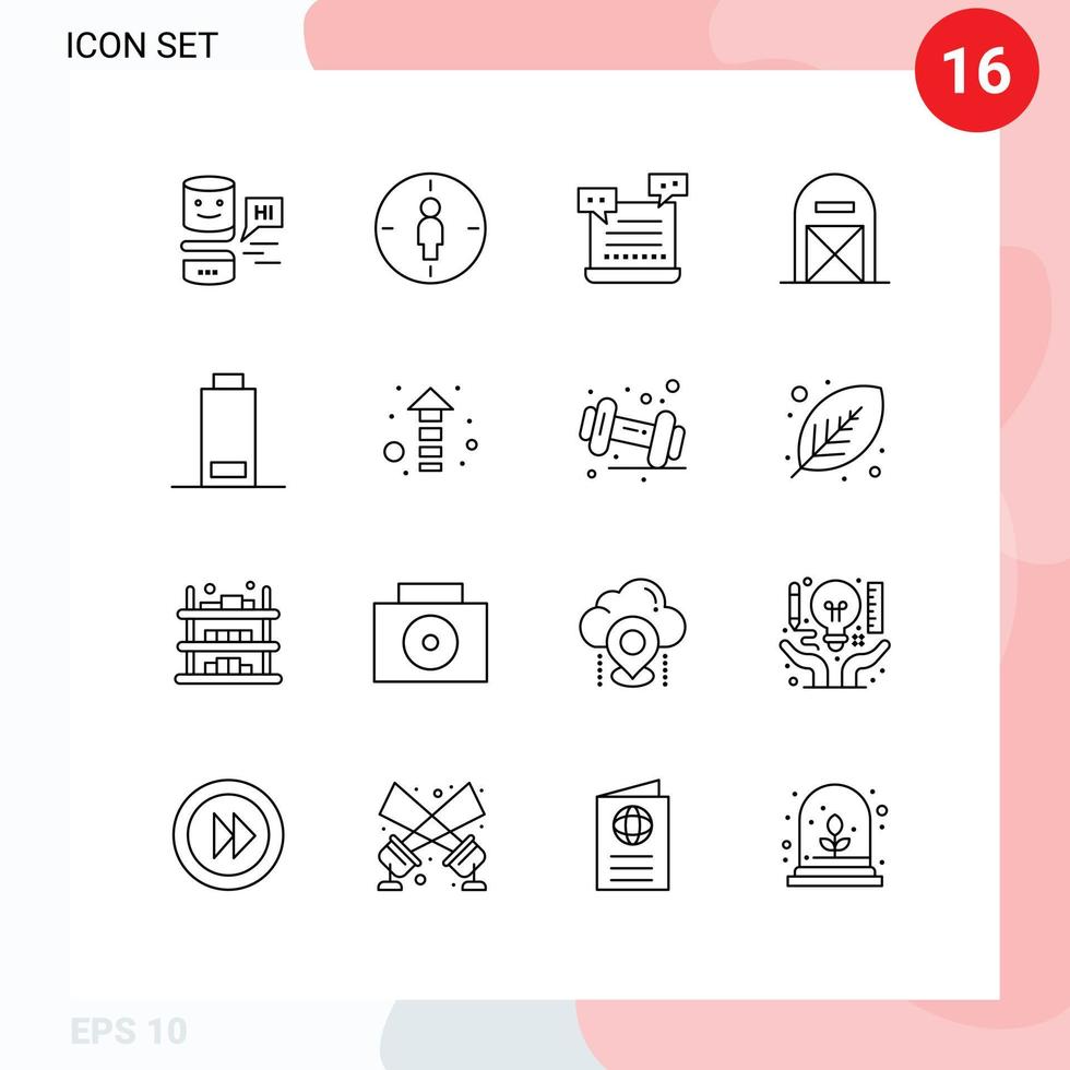 16 User Interface Outline Pack moderner Zeichen und Symbole von Thanksgiving Farm ai Scheune Valentine editierbare Vektordesign-Elemente vektor