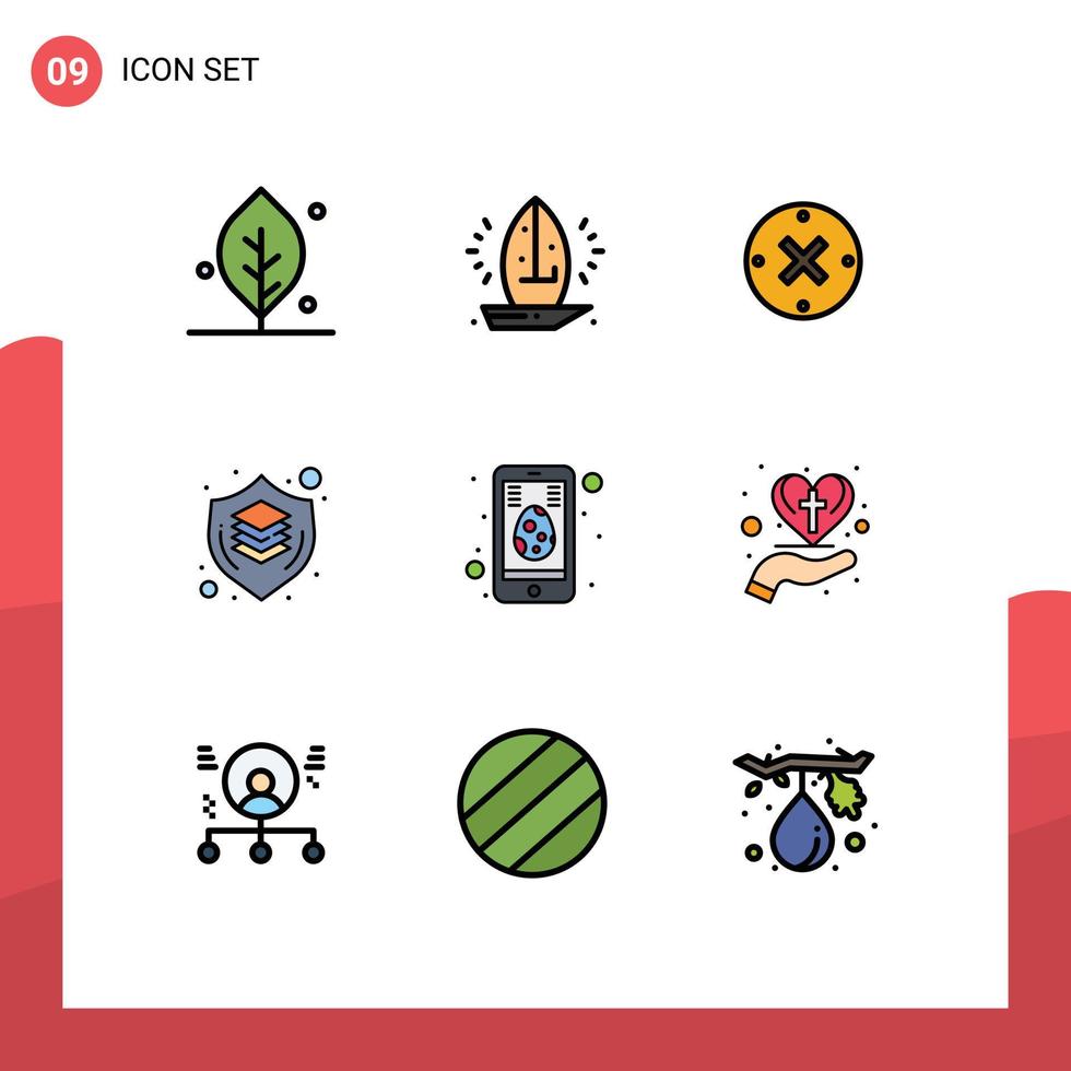 Stock Vector Icon Pack mit 9 Zeilenzeichen und Symbolen zum Denken von grafischem Meeresdesign editierbare Vektordesign-Elemente abbrechen