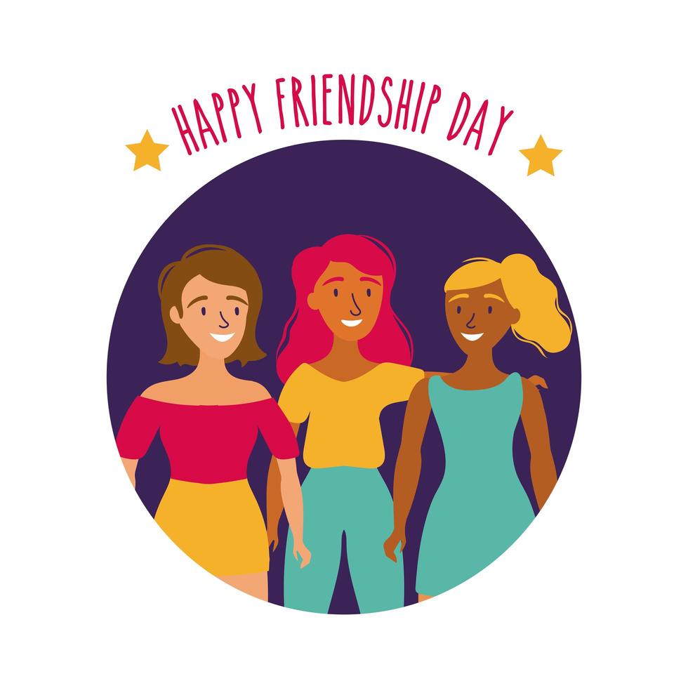 glatt vänskap dag firande med tjejer pastell hand rita stil vektor