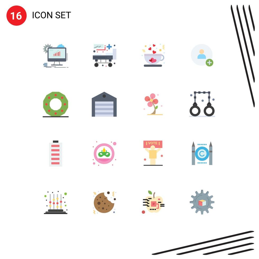 Stock Vector Icon Pack mit 16 Zeilenzeichen und Symbolen für Analytics Coffee Web Hospital Love editierbares Paket kreativer Vektordesign-Elemente