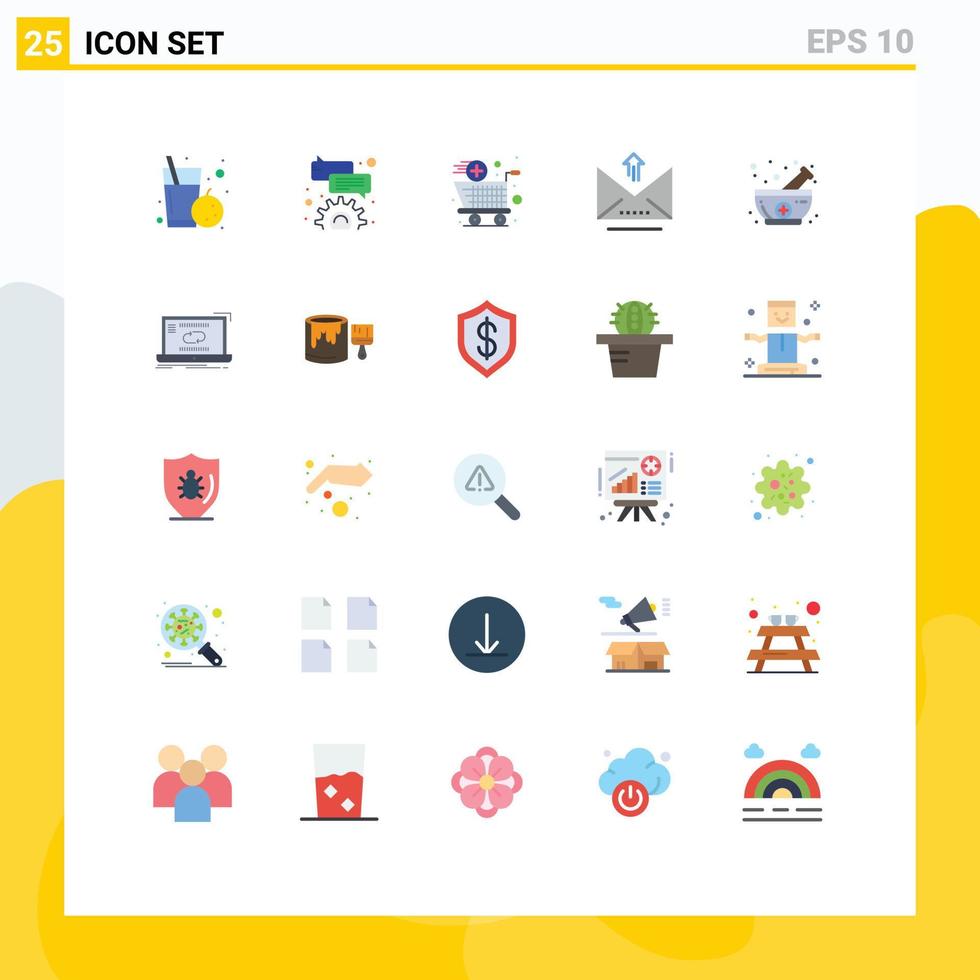 25 platt Färg begrepp för webbplatser mobil och appar medicin skål Lägg till ladda upp brev redigerbar vektor design element