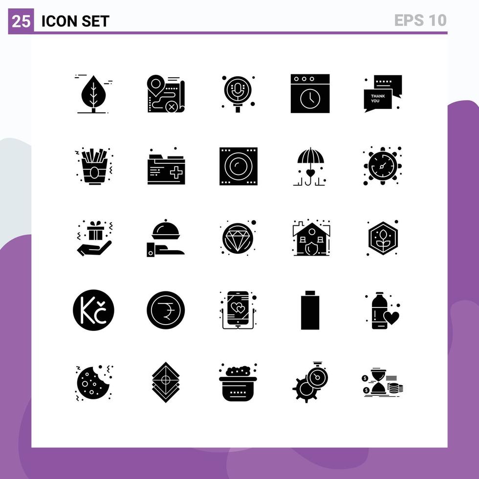 25 universelle solide Glyphen für Web- und mobile Anwendungen Thanksgiving Danke Suche Mac App editierbare Vektordesign-Elemente vektor