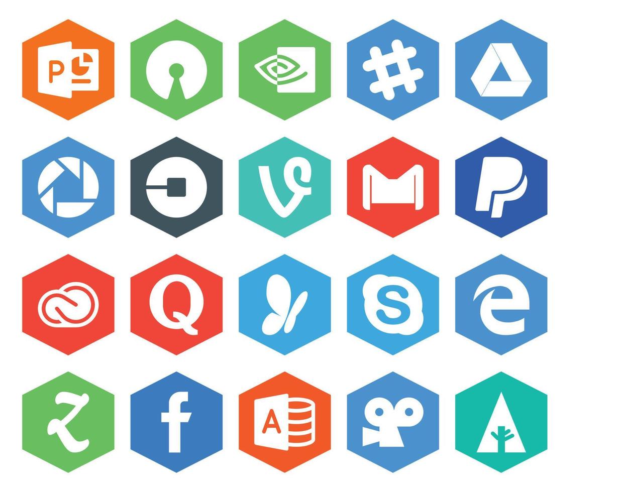 20 Social Media Icon Pack einschließlich Adobe Creative Cloud Car Paypal E-Mail vektor