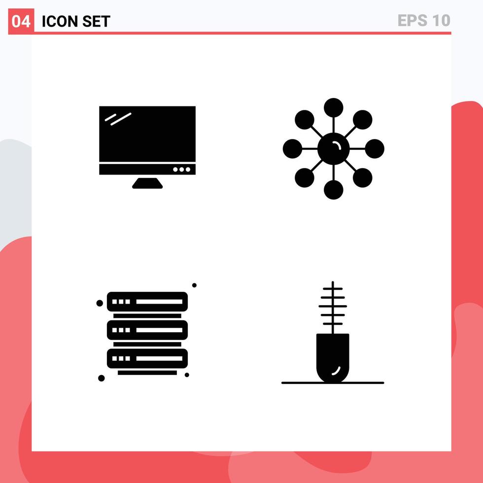 piktogram uppsättning av 4 enkel fast glyfer av dator hud skydd imac hud server redigerbar vektor design element