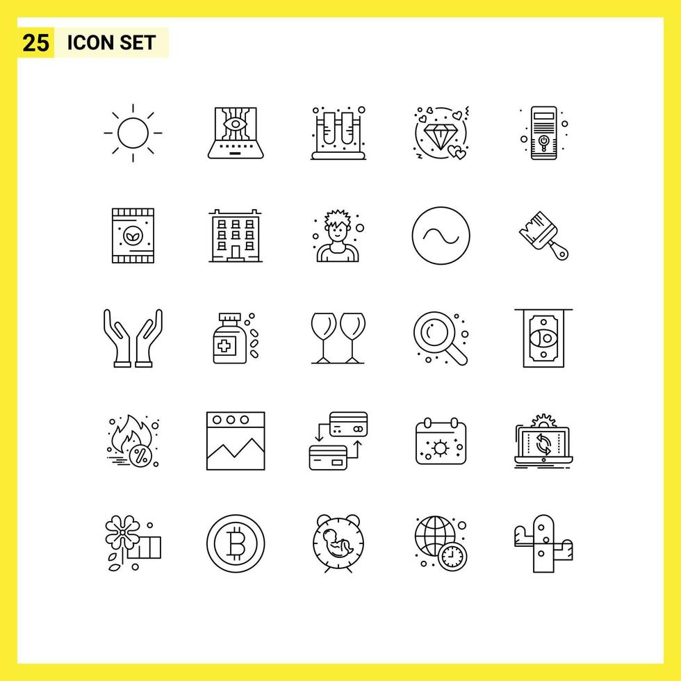 satz von 25 modernen ui symbolen symbole zeichen für hardware hochzeitsglas liebe diamant editierbare vektordesignelemente vektor