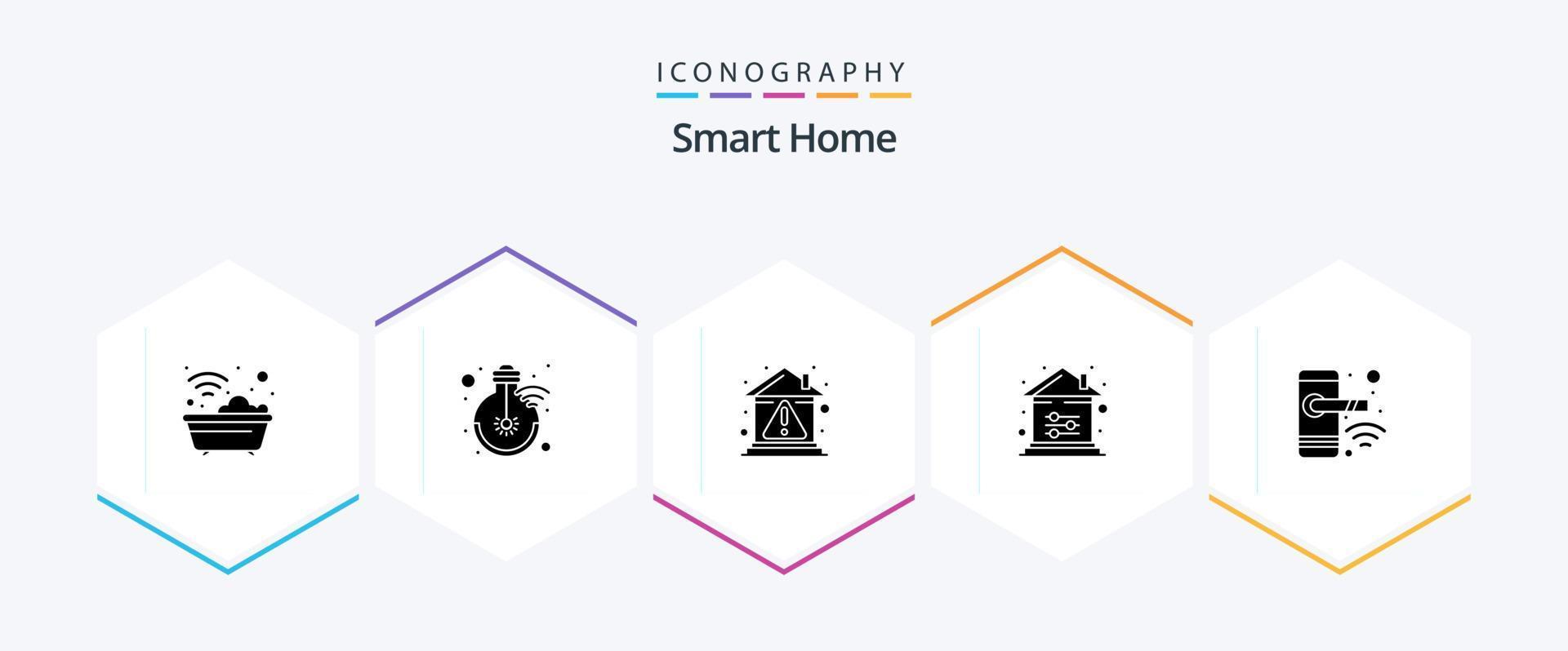 Smart Home 25 Glyphen-Icon-Pack inklusive Option. Haus. hell. Eigentum. Error vektor