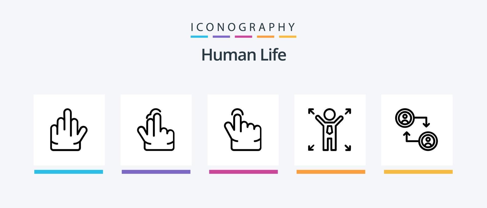 mänsklig linje 5 ikon packa Inklusive . lappa. pressa. hjärta. person. kreativ ikoner design vektor