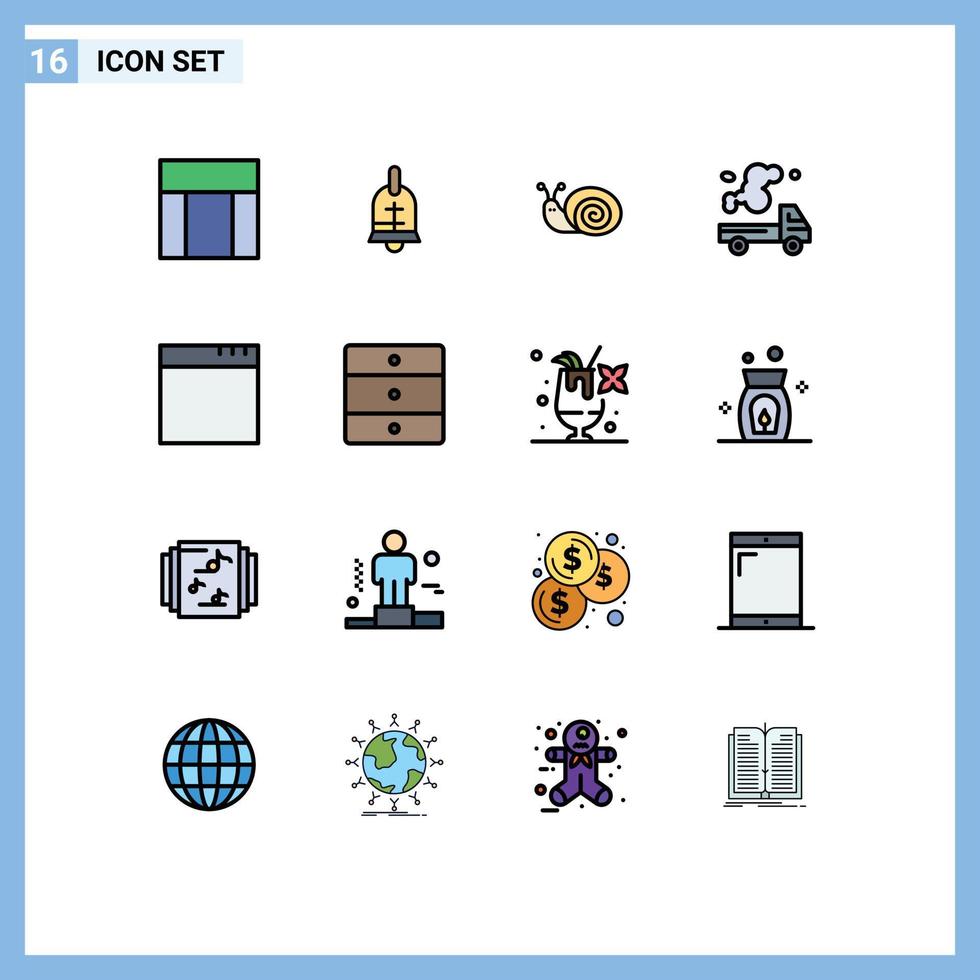 universell ikon symboler grupp av 16 modern platt Färg fylld rader av app gas insekt utsläpp bil redigerbar kreativ vektor design element