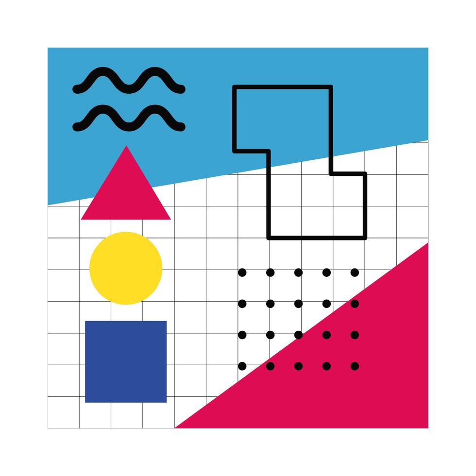 abstraktes Plakat mit geometrischen Farben und Figuren vektor