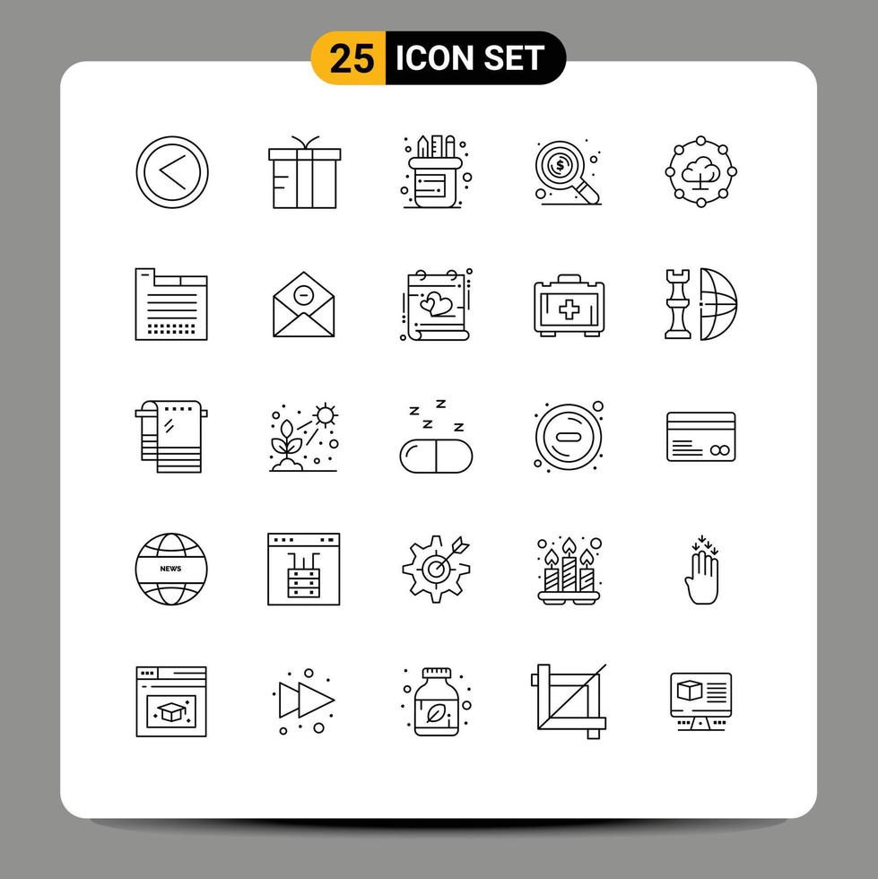 25 kreativ ikoner modern tecken och symboler av flik nätverk kontor moln datoranvändning pengar redigerbar vektor design element