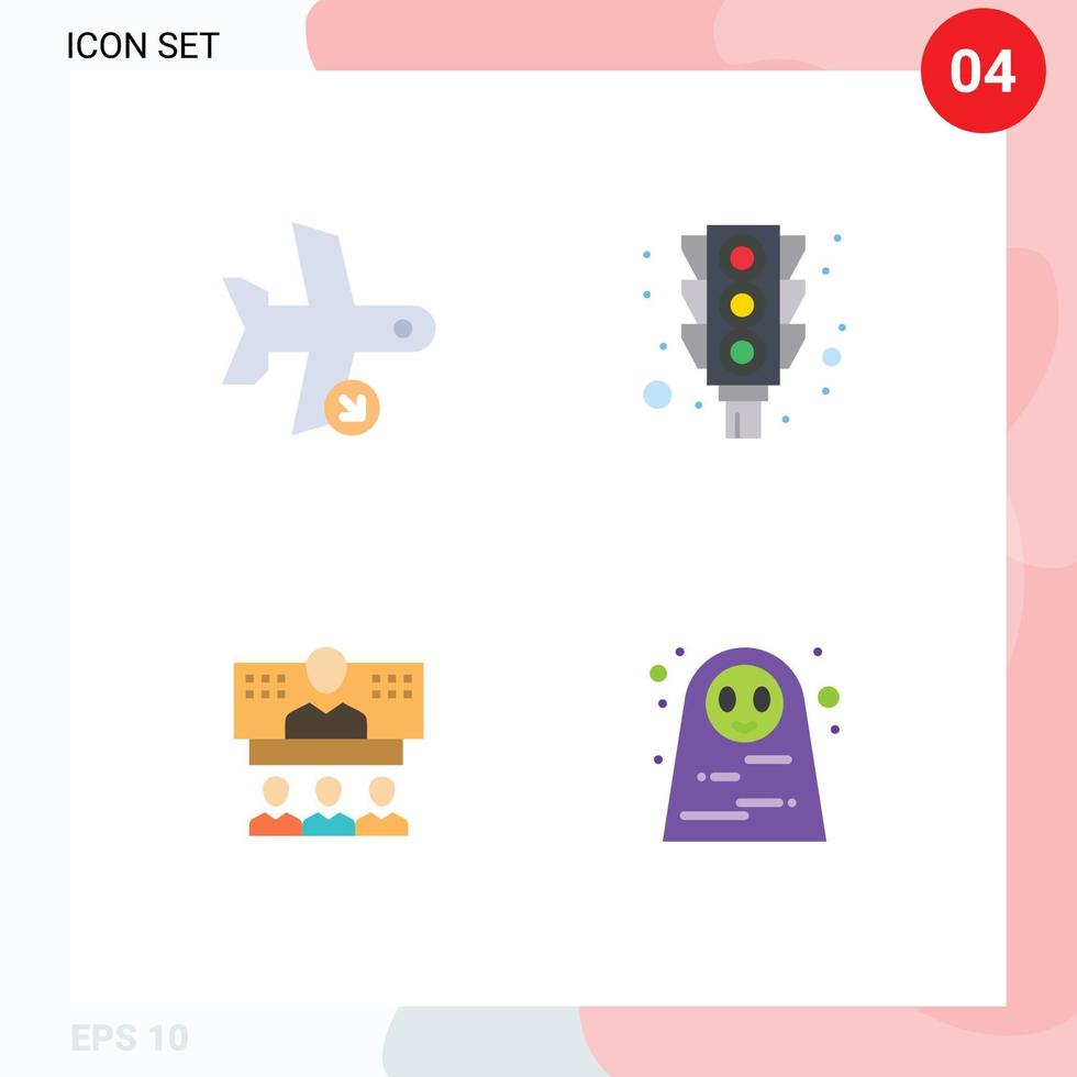 4 kreativ ikoner modern tecken och symboler av flyg konferens transport signal ring upp redigerbar vektor design element