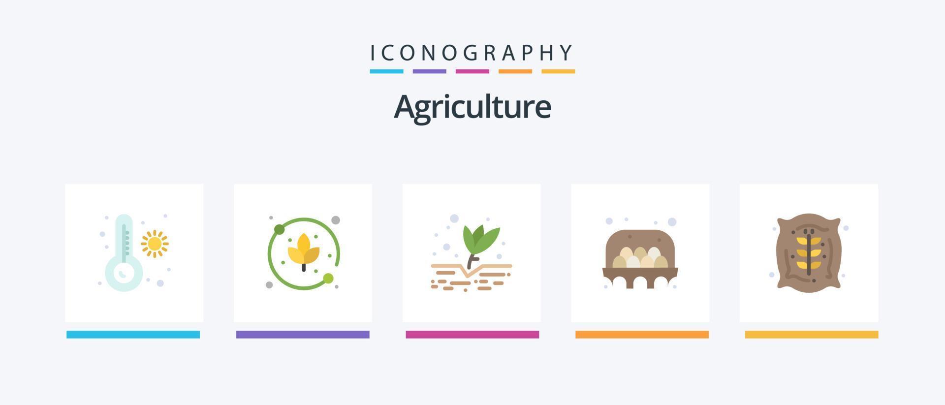 lantbruk platt 5 ikon packa Inklusive odla. väska. jordbruk. lantbruk. ägg. kreativ ikoner design vektor