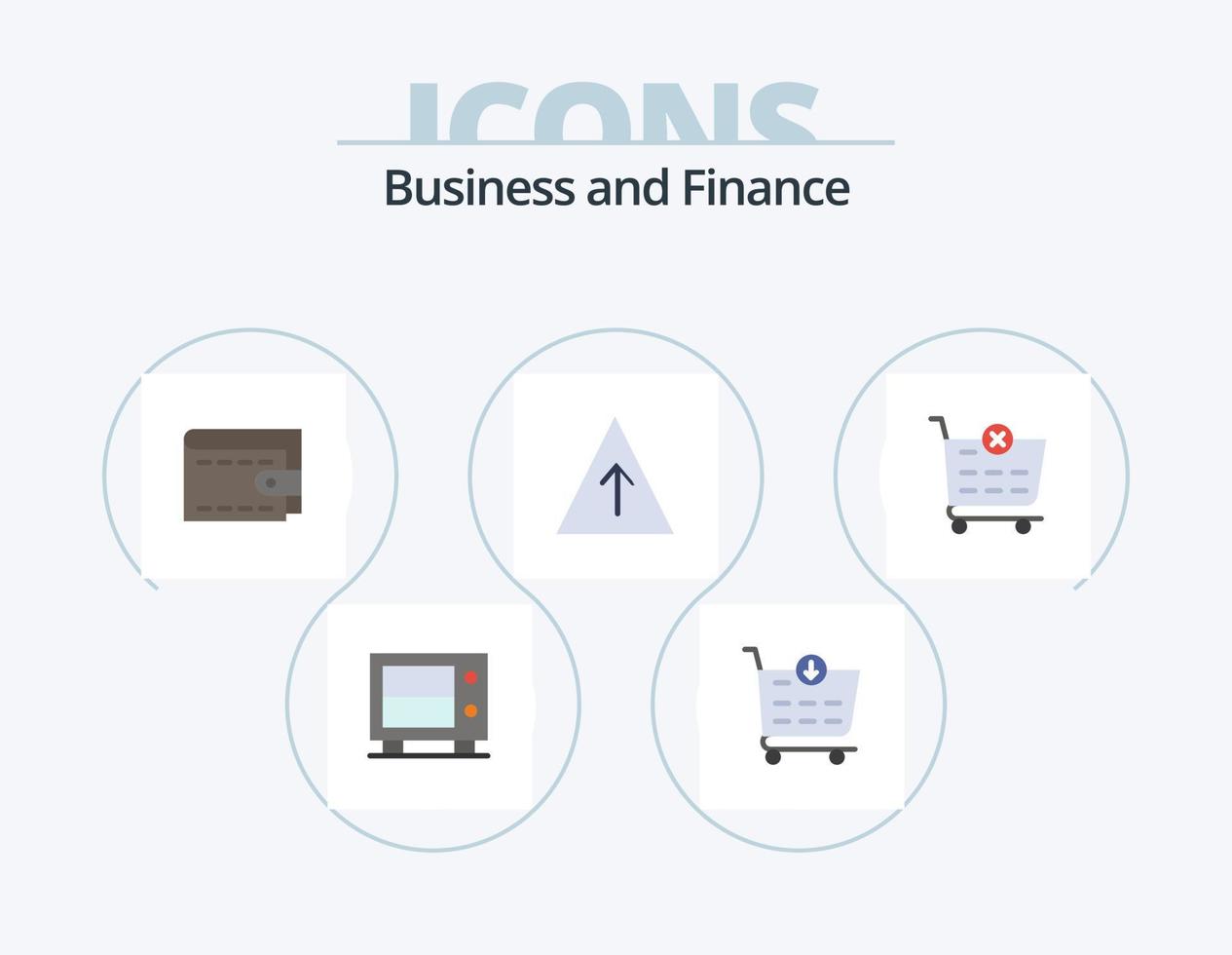 Finanzen flach Icon Pack 5 Icon Design. . . Geldbörse. Einkaufswagen. Kasse vektor