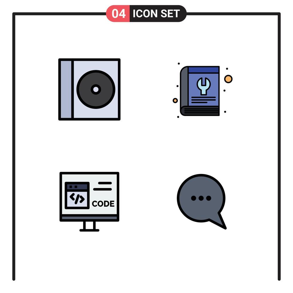 Set mit 4 kommerziellen Filledline-Flachfarbpaketen für den Case-Code-Book-Service zur Entwicklung editierbarer Vektordesign-Elemente vektor