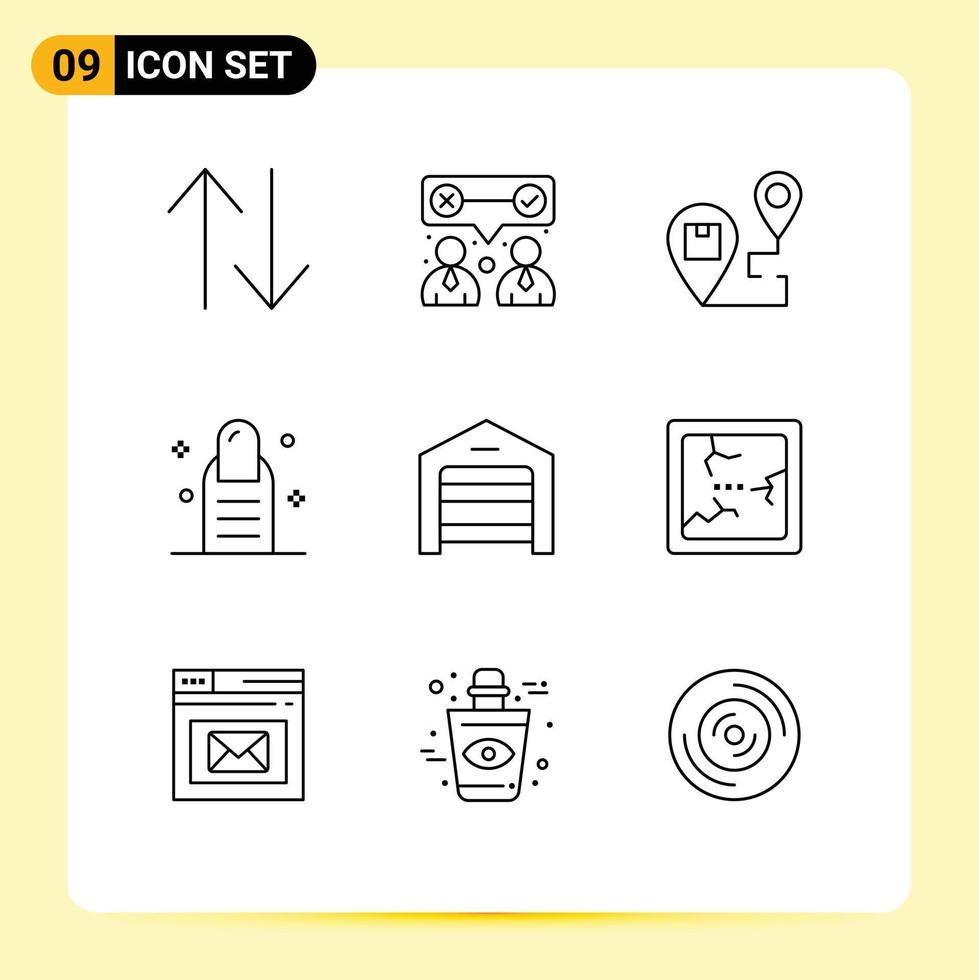 modern uppsättning av 9 konturer pictograph av strukturera e-handel destination salong skönhet redigerbar vektor design element