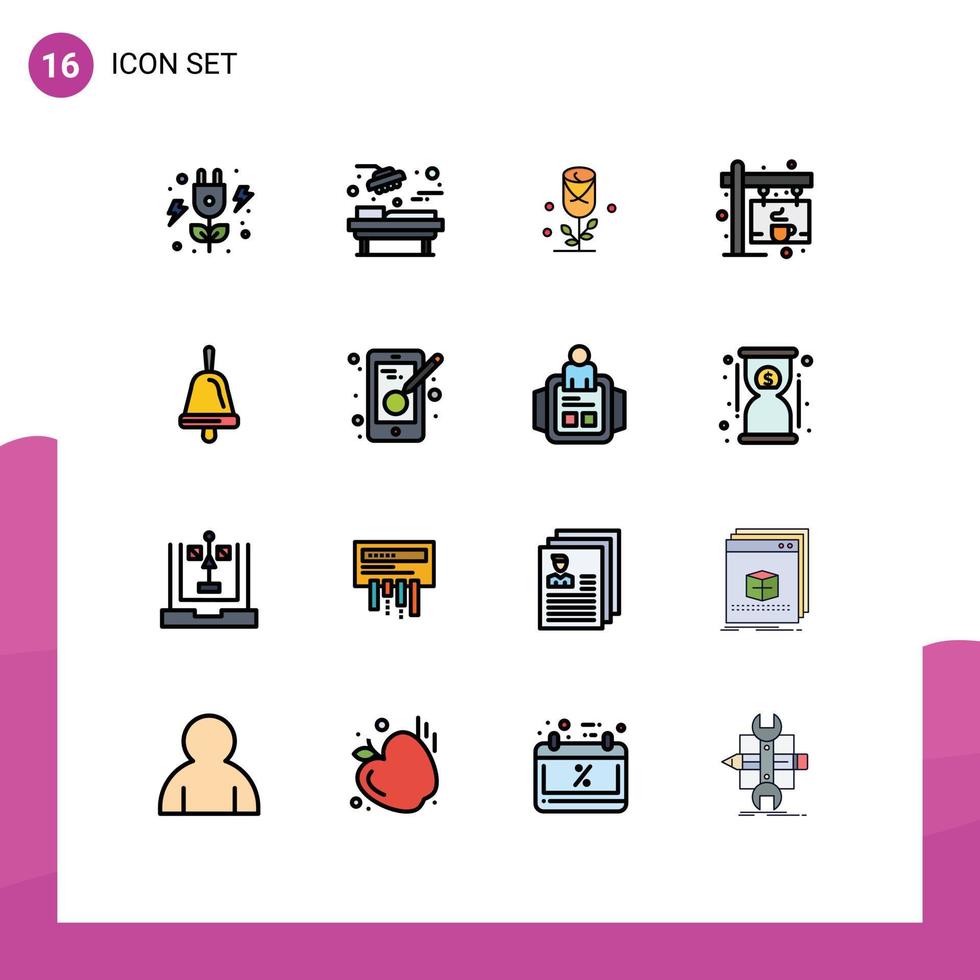 uppsättning av 16 modern ui ikoner symboler tecken för skola klocka kärlek styrelse märka redigerbar kreativ vektor design element