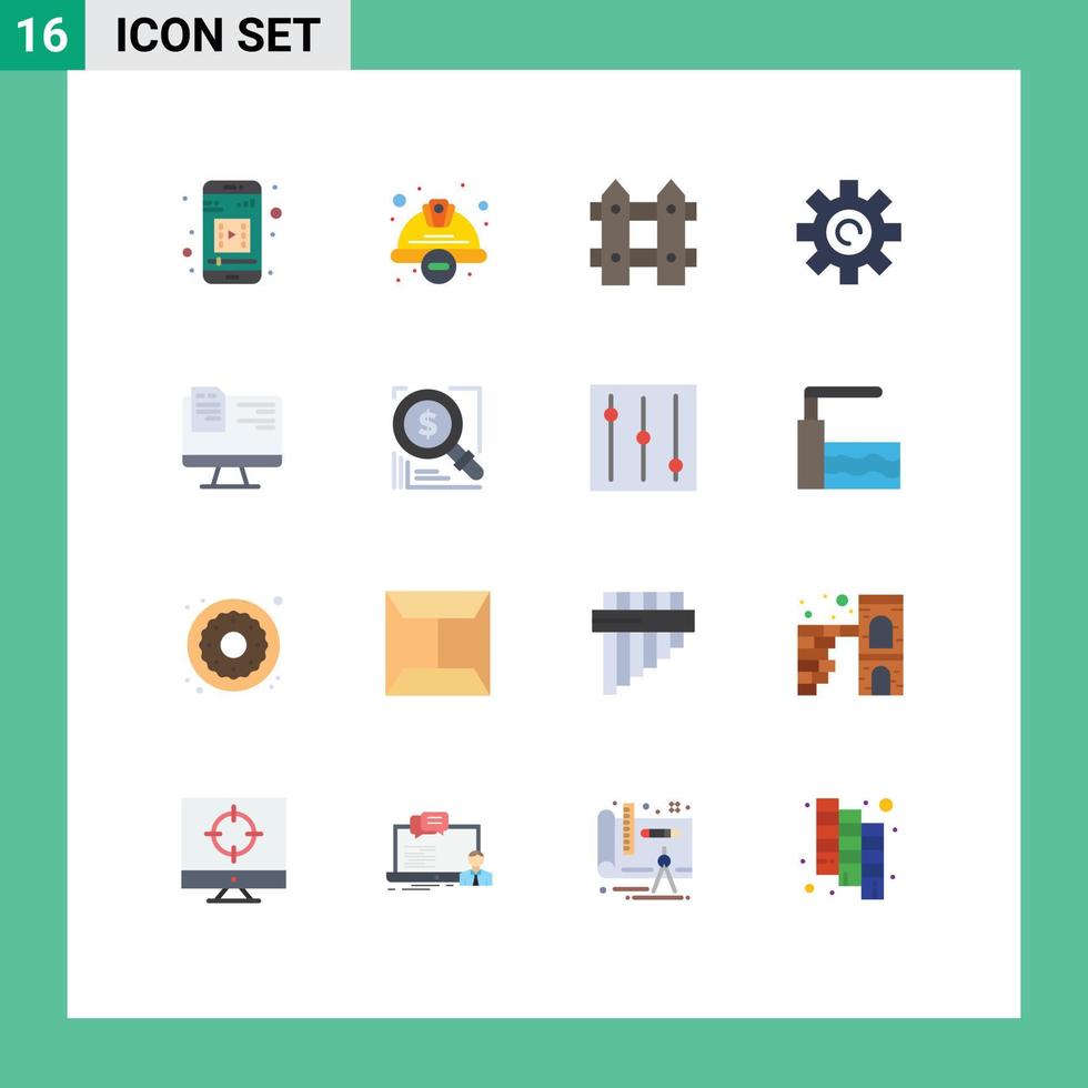 Packung mit 16 kreativen flachen Farben der mobilen App Gartenkappe Sicherheitsnatur editierbare Packung kreativer Vektordesign-Elemente vektor